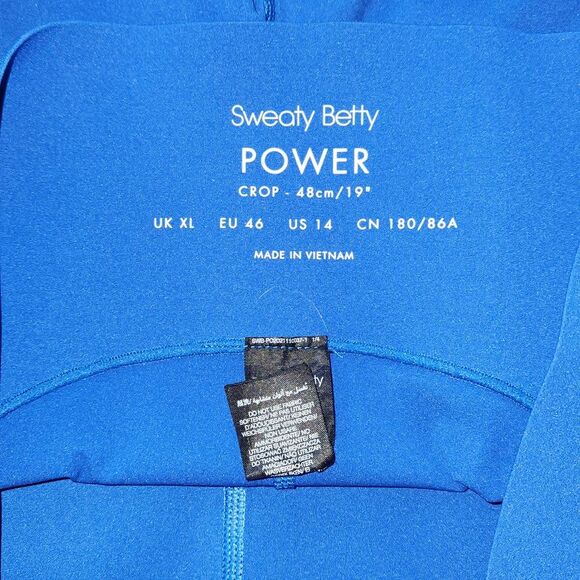 Sweaty Betty Power Blue Cropped Workout Legging Women's Size 14 Running - Picture 6 of 10